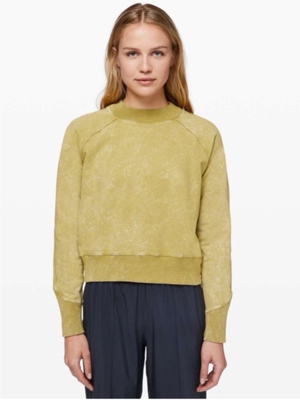Lululemon Perfectly Oversized Cropped Crew in yellow dye faded color